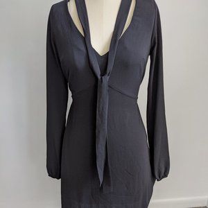 Slinky black long-sleeve chiffon dress